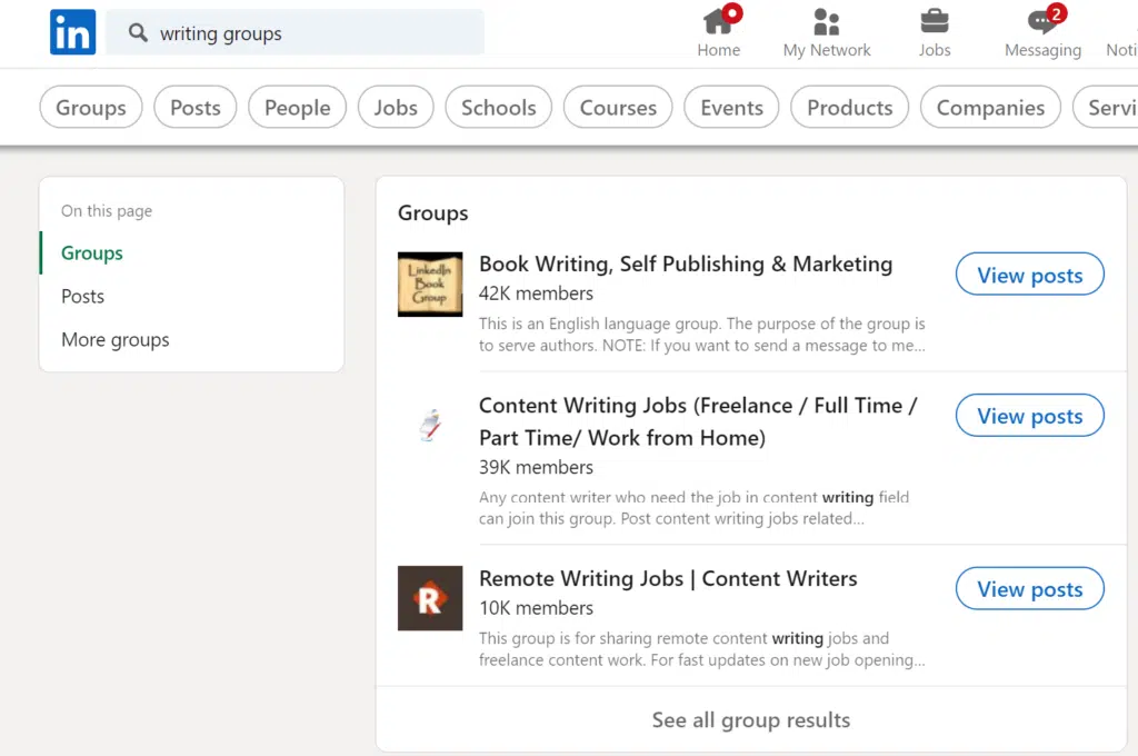 LinkedIn-Writing-Groups