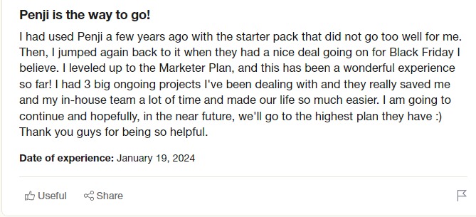 Penji website Customer Reviews screenshot