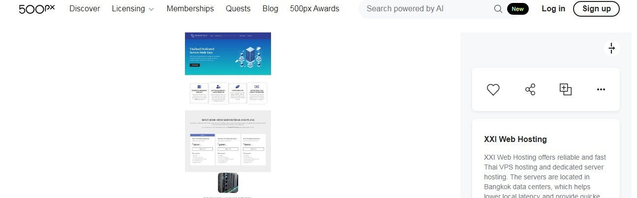 500px website screenshot