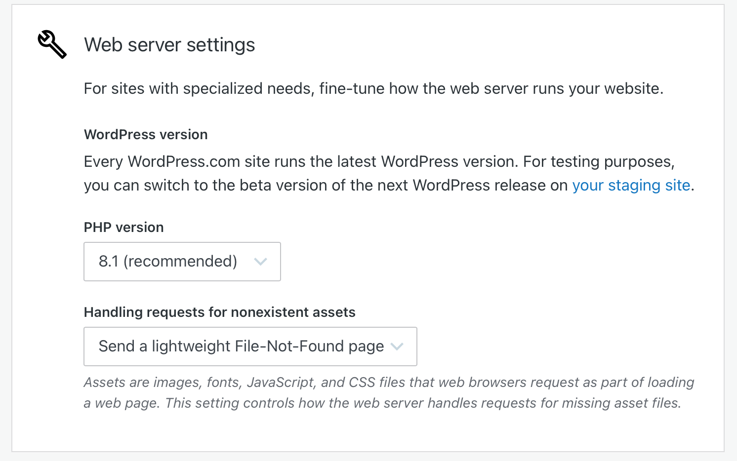 Web Server Settings screenshot